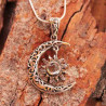 Collier Irma lune, soleil et topaze bleue