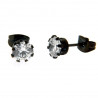 Boucles d'oreilles acier noir et zircon 6mm