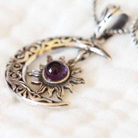 Collier Irma Lune Soleil argent et améthyste