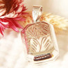 Pendentif Locket Porte-photo octogonal en argent ciselé