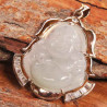 Pendentif Big Bouddha en jade vert et argent