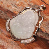 Médaillon argent Big Bouddha jade vert