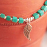 Bracelet fantaisie turquoise verte et breloque argent