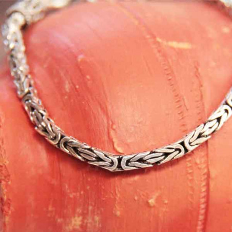 Bracelet Balinais maille snake carrée en argent