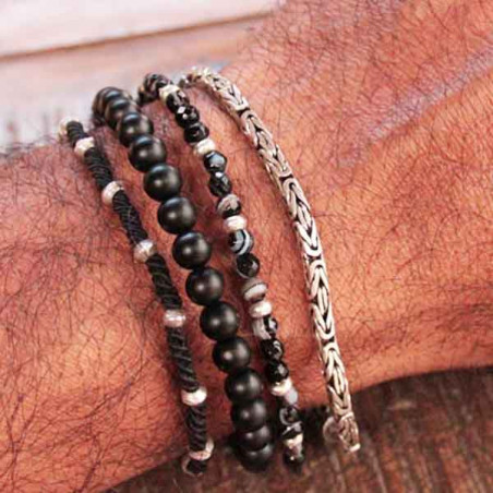 Bracelet Balinais maille snake argent et bracelets perles