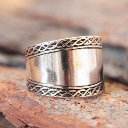 Bague argent Dominico évasée deux tresses celtiques ciselées