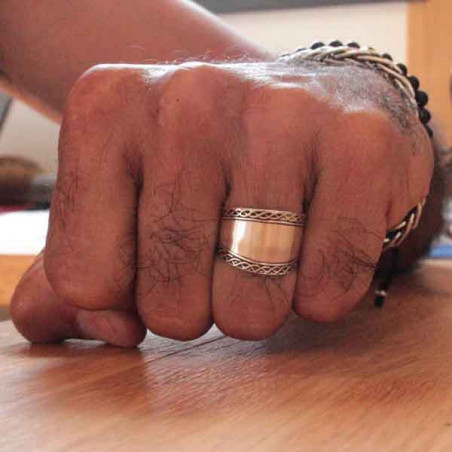 Bague homme évasées 2 tresses celtiques