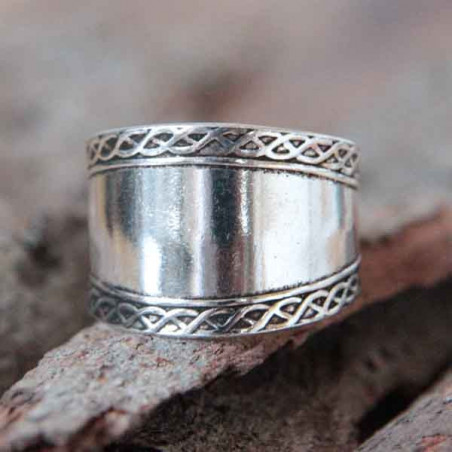 Bague argent Dominico évasée deux tresses celtiques ciselées