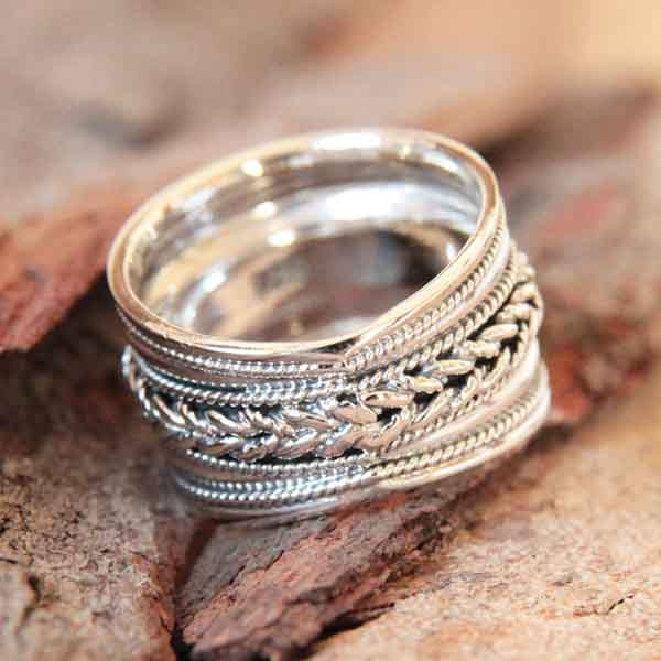 Bague En Argent Massif Tressé - Taille 54 - Occasion En Excellent état - Style Simple