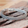 Bracelet Bono plat tressé Balinais en argent massif