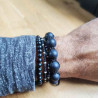 Bracelet fantaisie en boules d'agates noires de 12mm