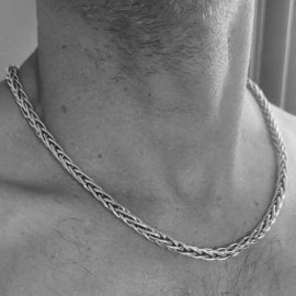 Collier massif pour homme maille palmier argent