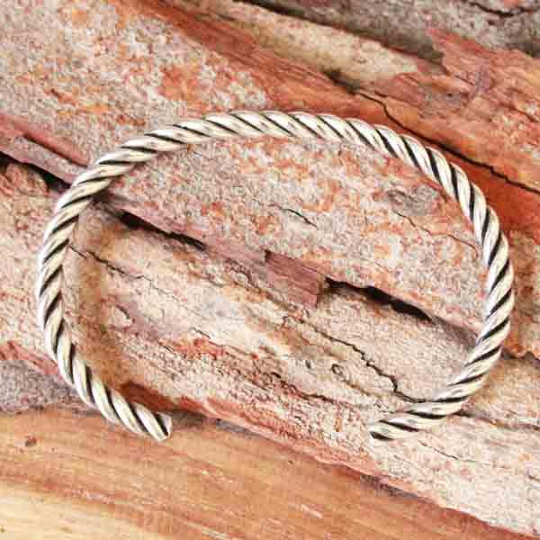 Bague Ancienne Argent Massif 925 - Anneau Torsadé Créateur, Taille 52, Occasion, Style Jonc Torsadé