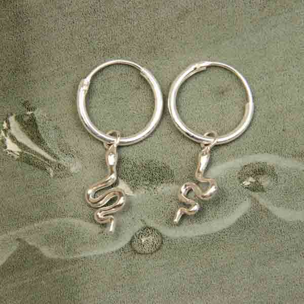 Créoles argent breloques serpents