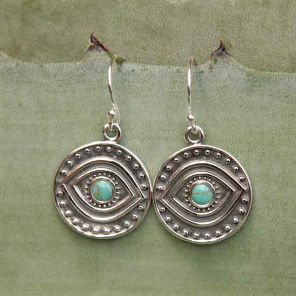 Boucles d'oreilles fantaisie oeil bleu