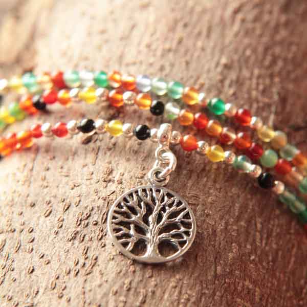Bracelet fantaisie breloque arbre de vie porte bonheur