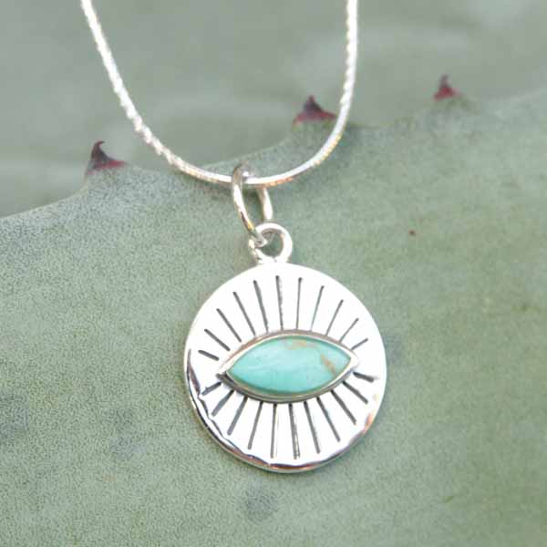 Collier oeil Grec en argent et turquoise