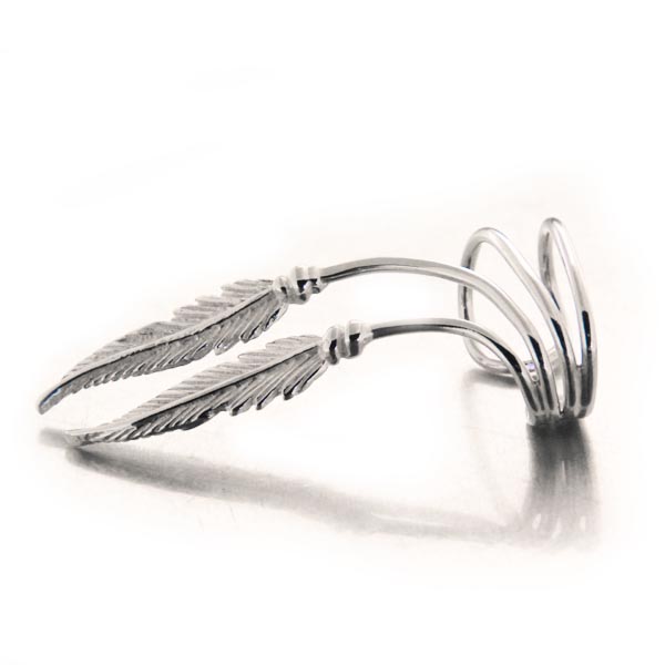 Bague d'oreille Paloma deux plumes en argent Ear Cuff en argent deux plumes