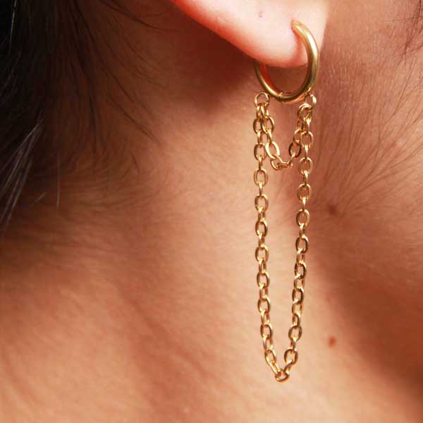 Boucles d'oreilles fantaisie anneaux et chaîentte