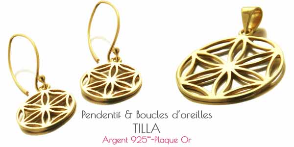 Ensemble boucles et pendentif Tilla en argent plaqué or Ensemble boucles et pendentif Tilla en argent plaqué or