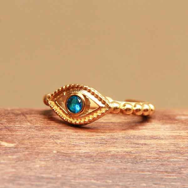 Bague fantaisie oeil bleu porte bonheur