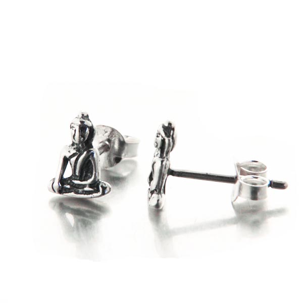 Boucles d'oreilles bouddha argent pour premier ou deuxieme trou