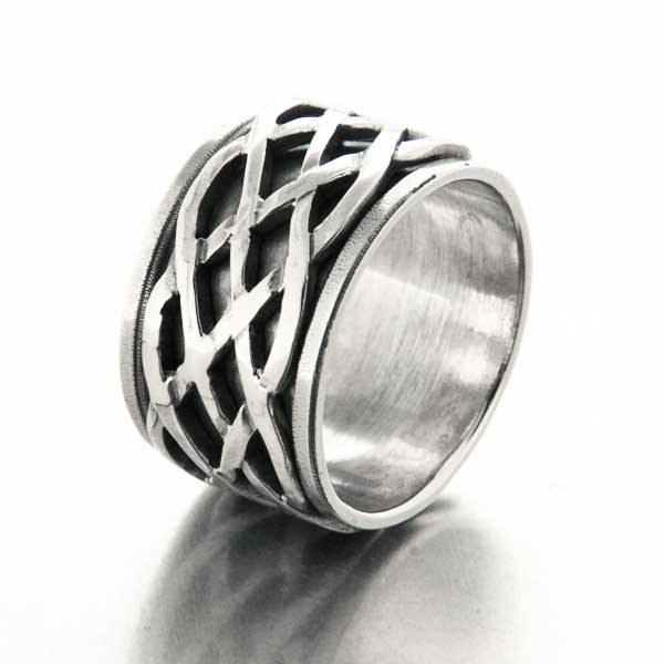 Bague large ethnique en argent pour homme Bague large ethnique en argent pour homme
