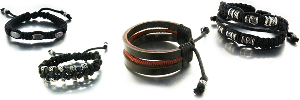 Bracelets fait-main en cuir ou en corde cirée
