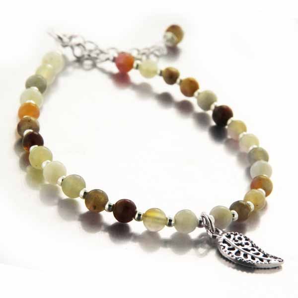 Bracelet d'automne en argent et agates naturelles