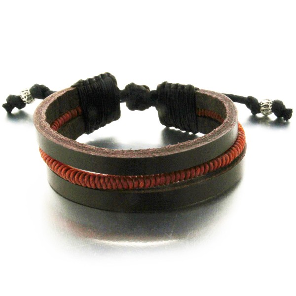 Bracelet masculin en cuir et coton Fait-main Bracelet masculin en cuir et coton Fait-main