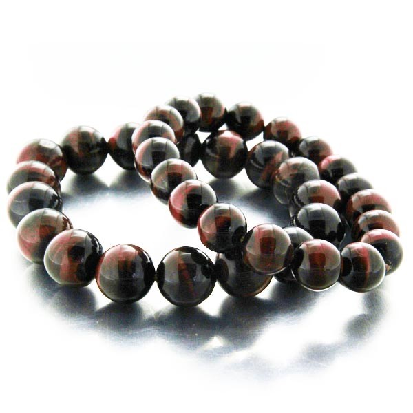 Bracelet en boules d'oeil de tigre rouge Bracelet en boules d'oeil de tigre rouge