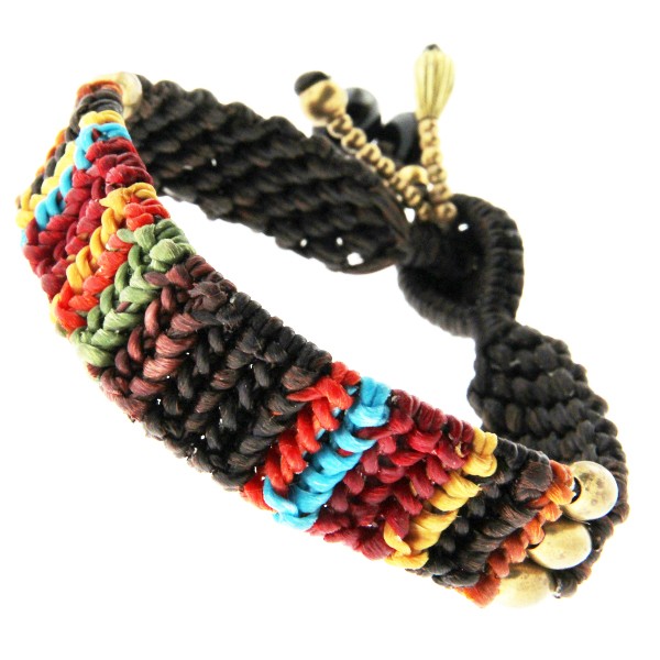Bracelet mexicain en corde tressée colorée