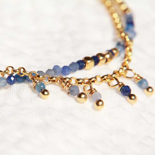 Bracelet fantaisie pierres bleues