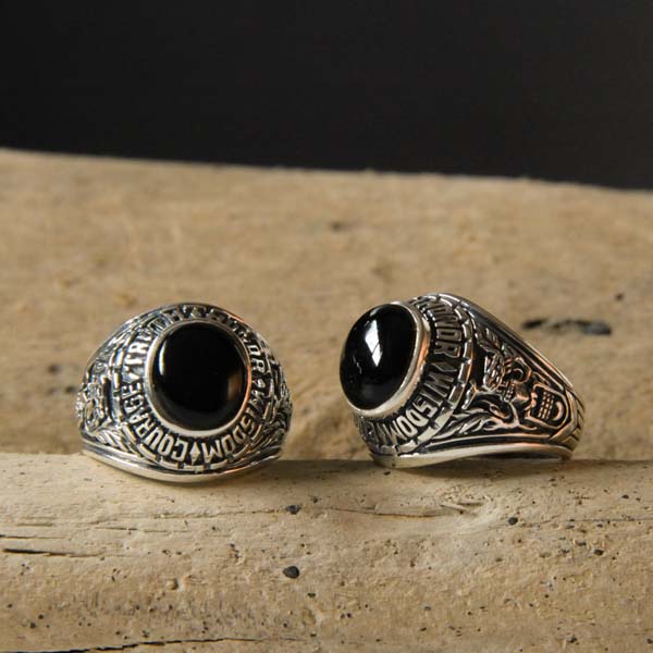 Chevalière de l'armée Américaine en argent et onyx