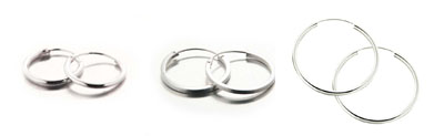 Anneaux en argent de 12mm, 15 mm et 17 mm, fil rond ou carré Anneaux en argent de 12mm, 15 mm et 17 mm, fil rond ou carré