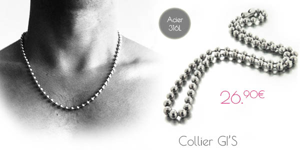 Collier Gi's en boules d'acier pour hommes Collier Gi's en boules d'acier pour hommes