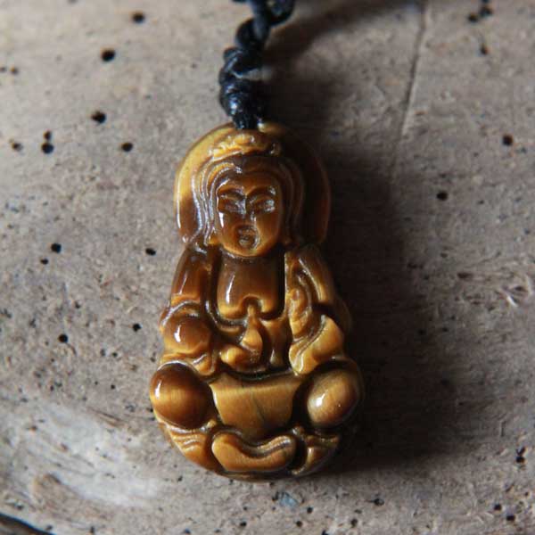 Collier grand bouddha en pierre d'oeil de tigre Collier grand bouddha en pierre d'oeil de tigre