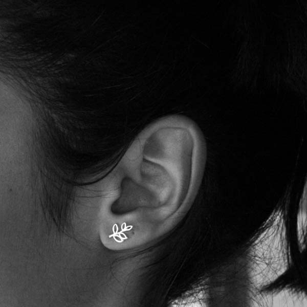 Puces d'oreilles rameaux en argent