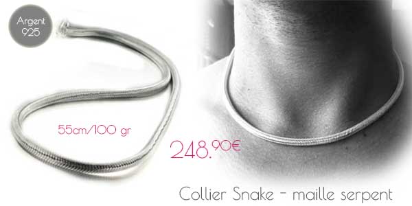 Collier snake maille serpent pour hommes Collier snake maille serpent pour hommes